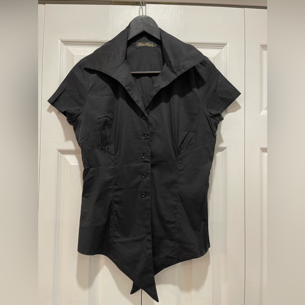 Sz.M-NWOT-Sustainable-High Quality-Button Shirt with Short Sleeve- *Black* - Picture 7 of 9